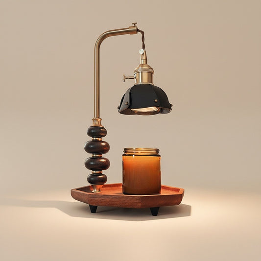 Vintage Wooden Aromatherapy Candle Warmer Lamp – Flameless Adjustable Light, Zen Decorative Piece for Cafe & Study Room