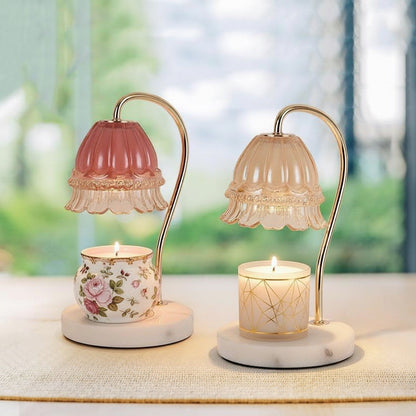 European Style Lily Of The Valley With Marble Base Candle Warmer Lamp