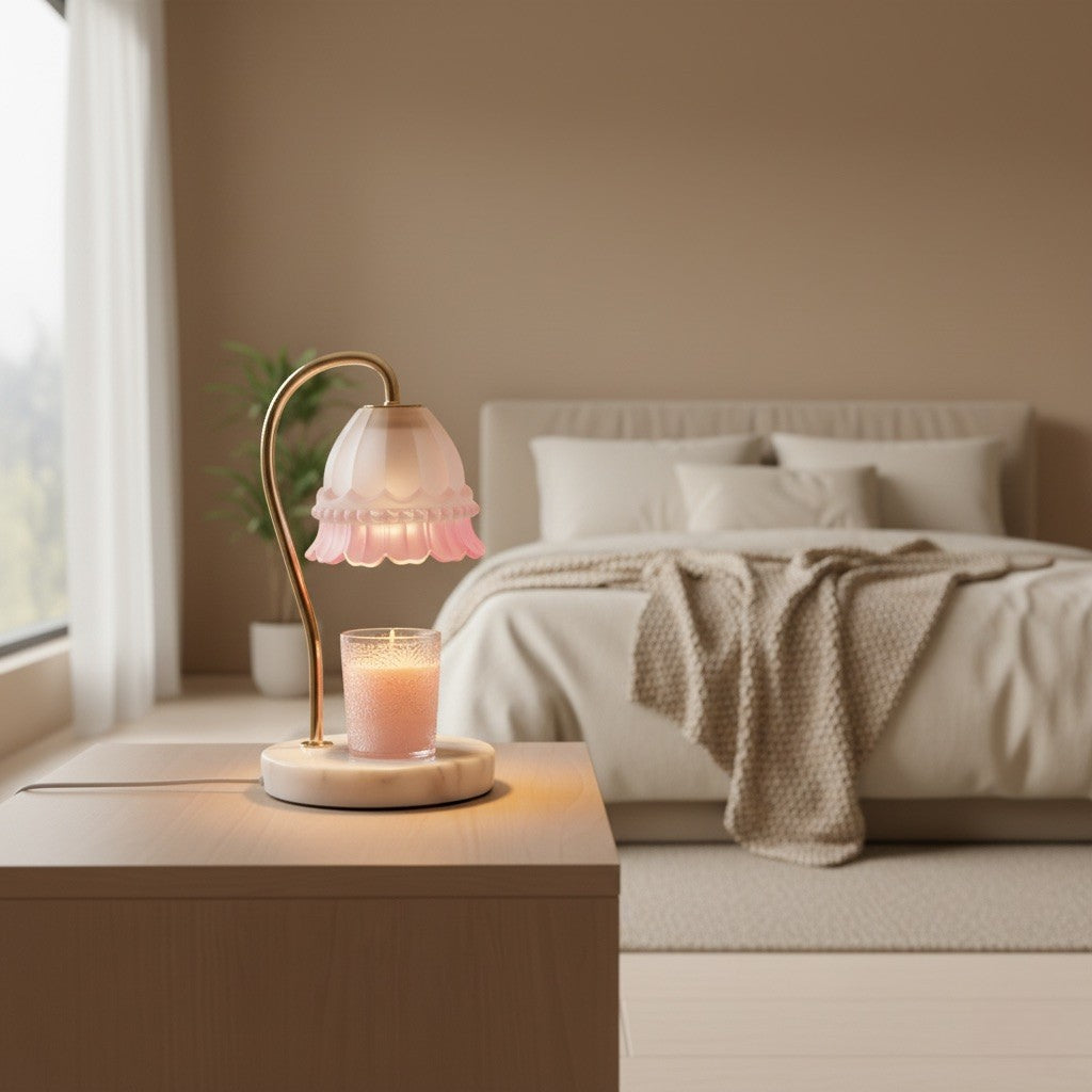 European Style Lily Of The Valley With Marble Base Candle Warmer Lamp