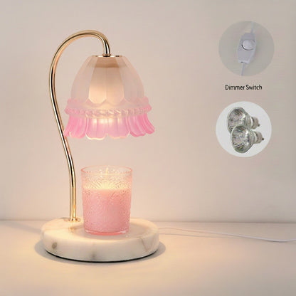 European Style Lily Of The Valley With Marble Base Candle Warmer Lamp