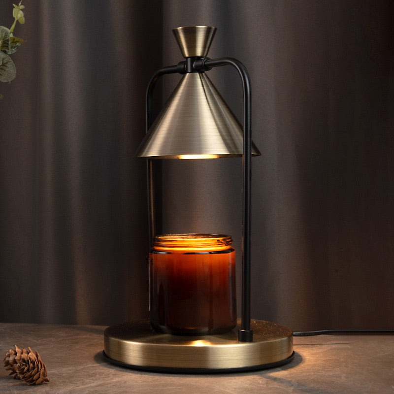 Modern Brass-Arm Candle Warmer Lamp