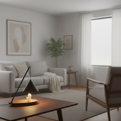 Modern Wooden Base Candle Warmer Lamp – Minimalist Black Cone Design