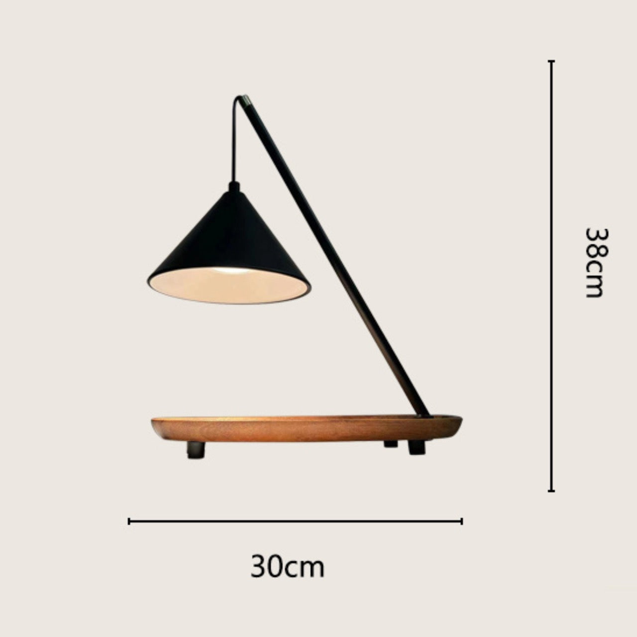 Modern Wooden Base Candle Warmer Lamp – Minimalist Black Cone Design