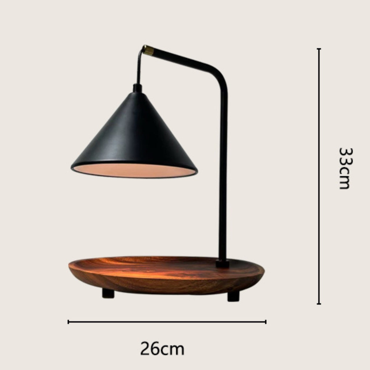 Modern Wooden Base Candle Warmer Lamp – Minimalist Black Cone Design