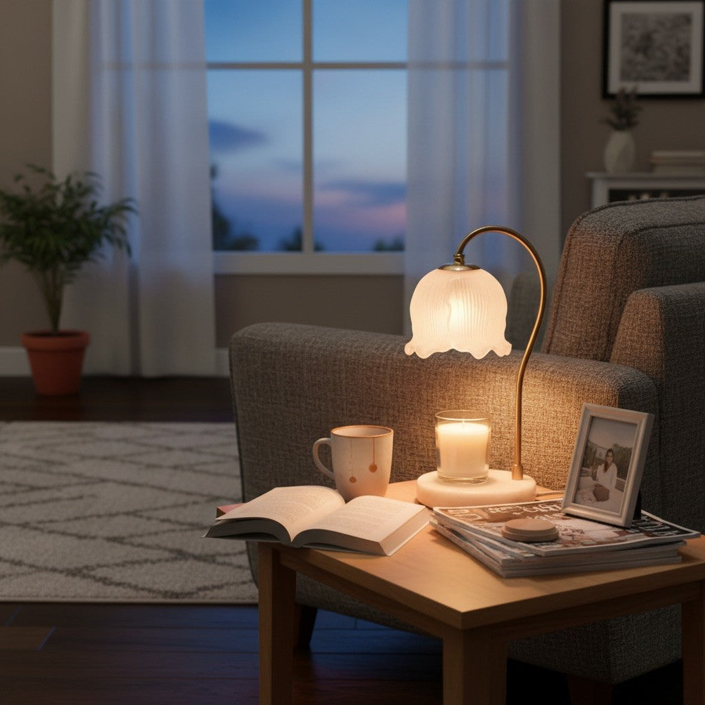 Tulip Bloom Glass Candle Wamer Lamp