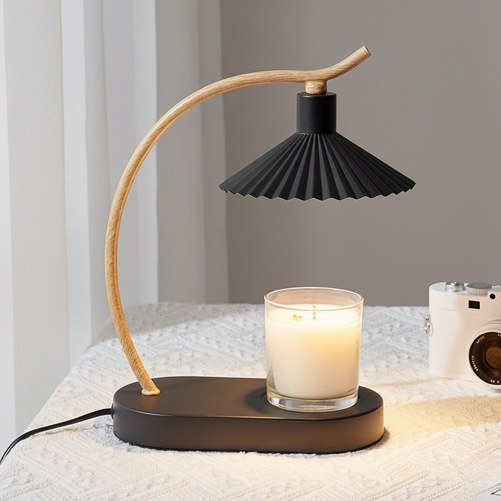 Wooden Arch Pleated Candle Warmer Lamp