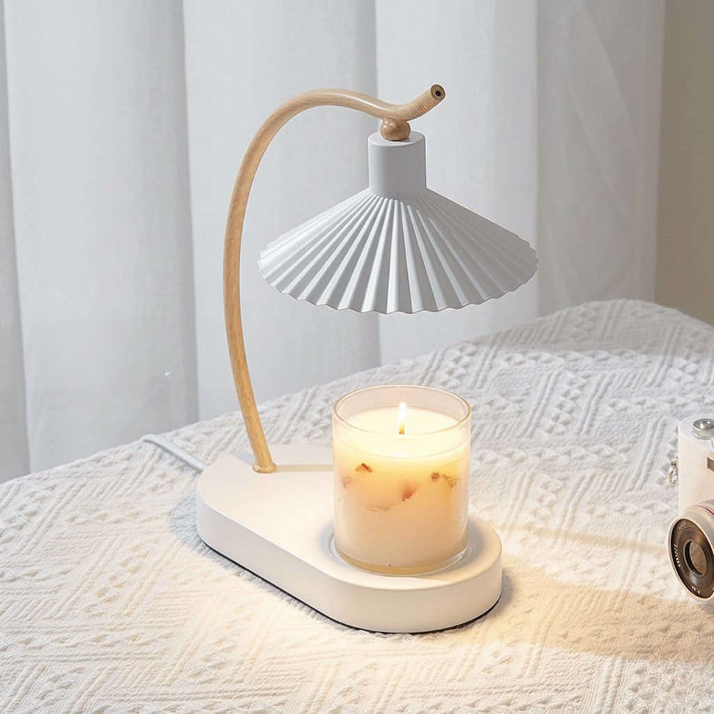 Wooden Arch Pleated Candle Warmer Lamp