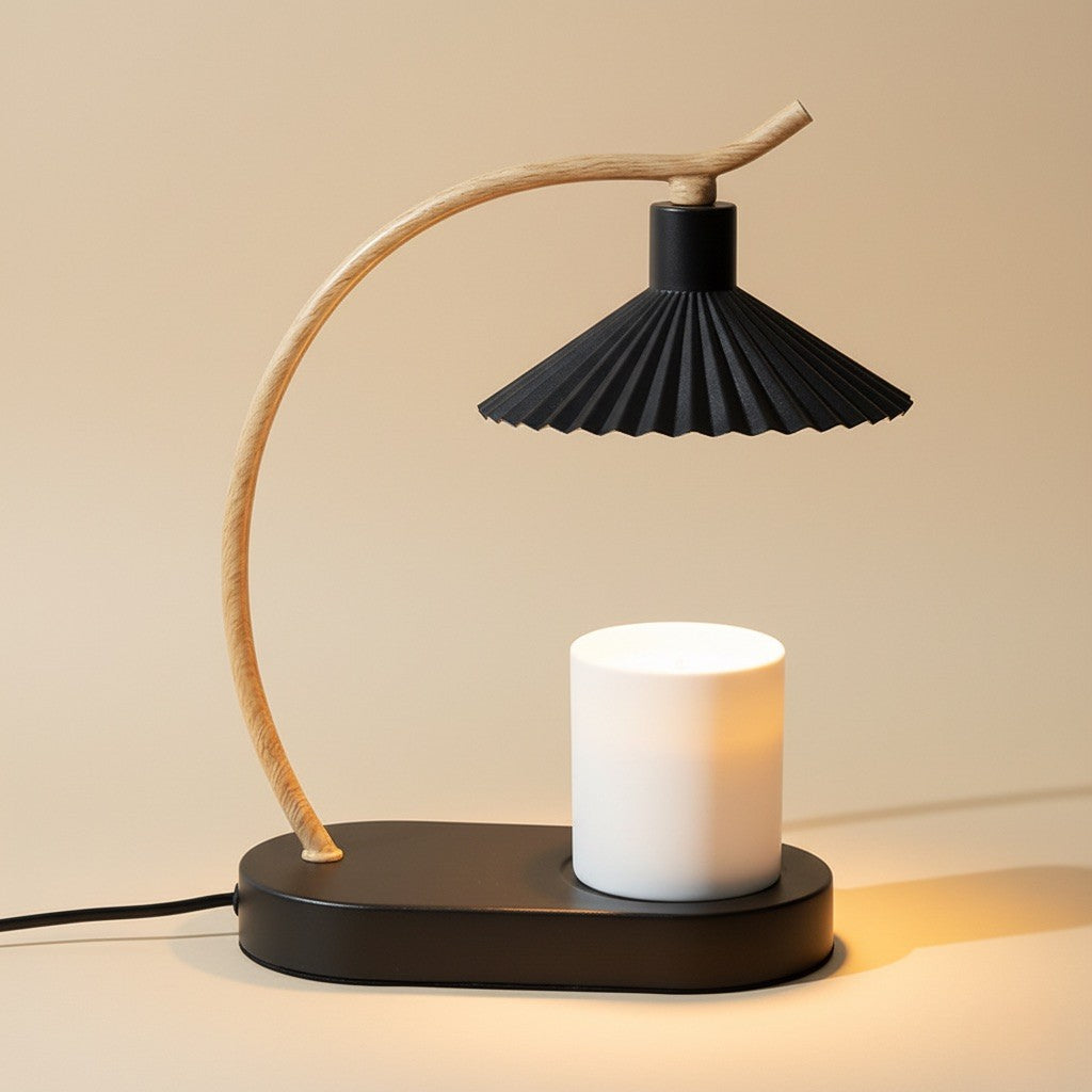 Wooden Arch Pleated Candle Warmer Lamp
