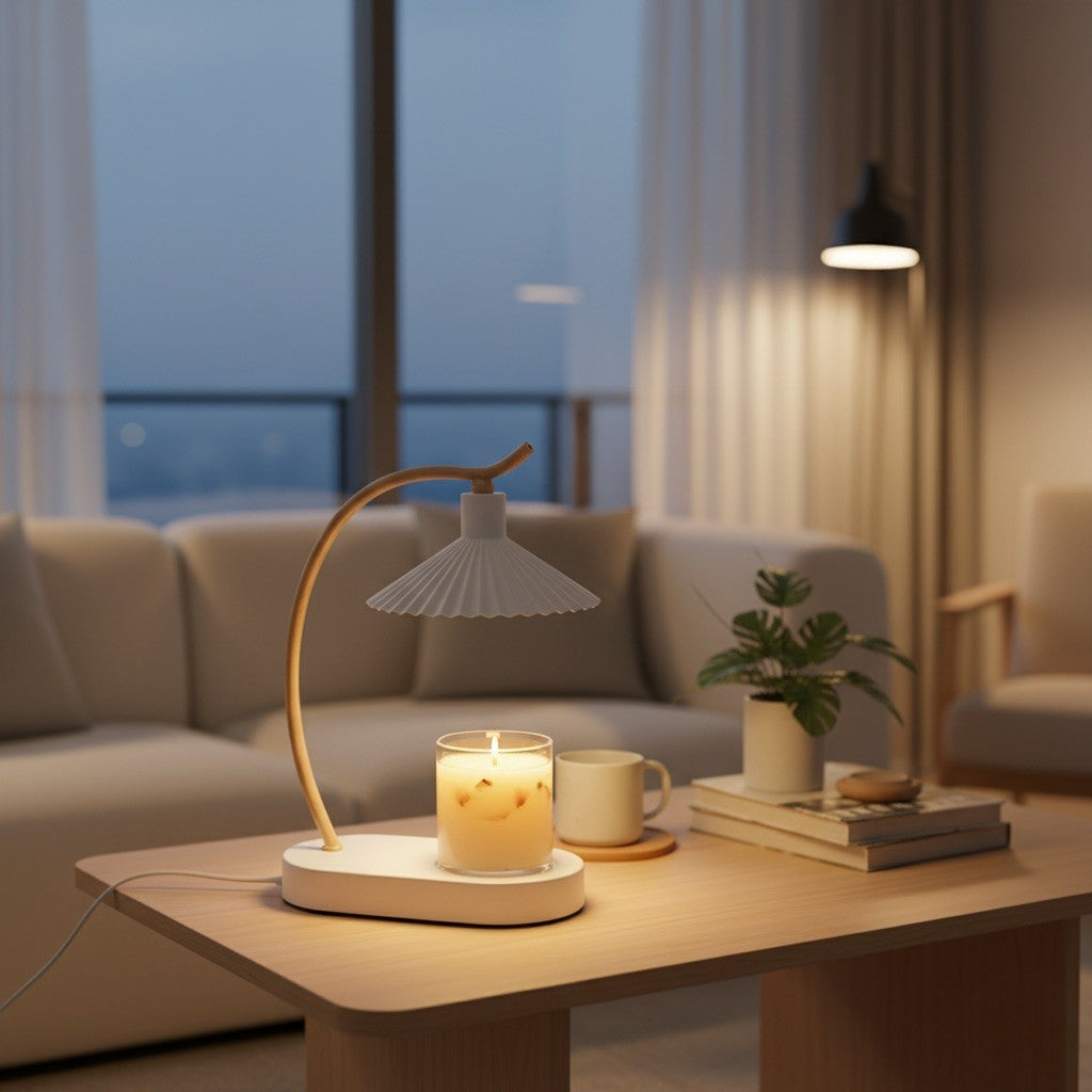 Wooden Arch Pleated Candle Warmer Lamp