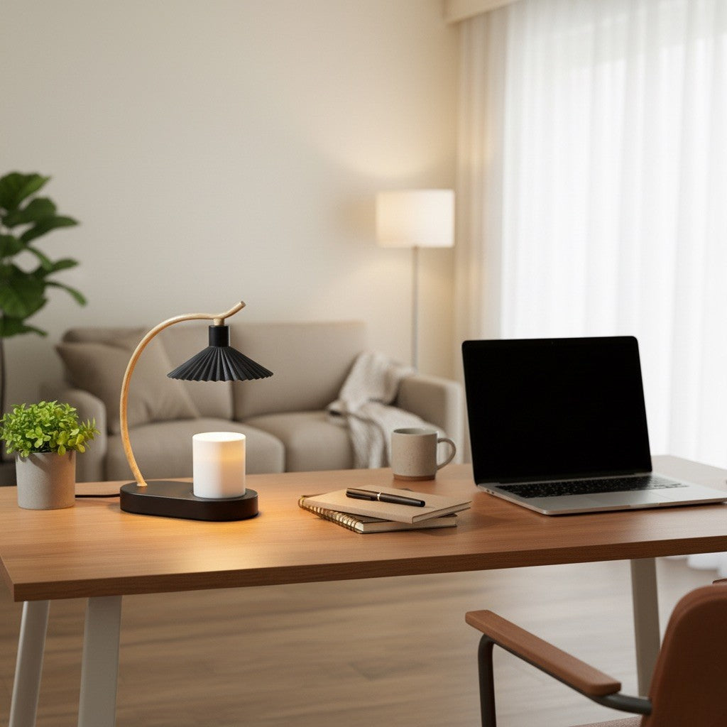 Wooden Arch Pleated Candle Warmer Lamp