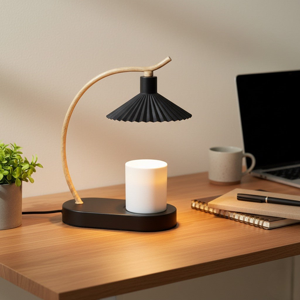 Wooden Arch Pleated Candle Warmer Lamp